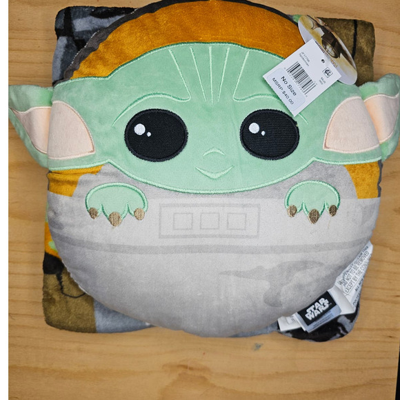 Disney Star Wars Baby Yoda 2-Pc. Pillow & Blanket Nogginz Set NWT - Picture 1 of 8